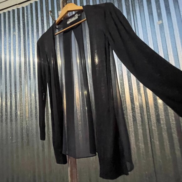 NIC+ZOE Sweaters - Women's Size Small NIC+ZOE Lightweight Black Flowy Cardigan with Sheer Back